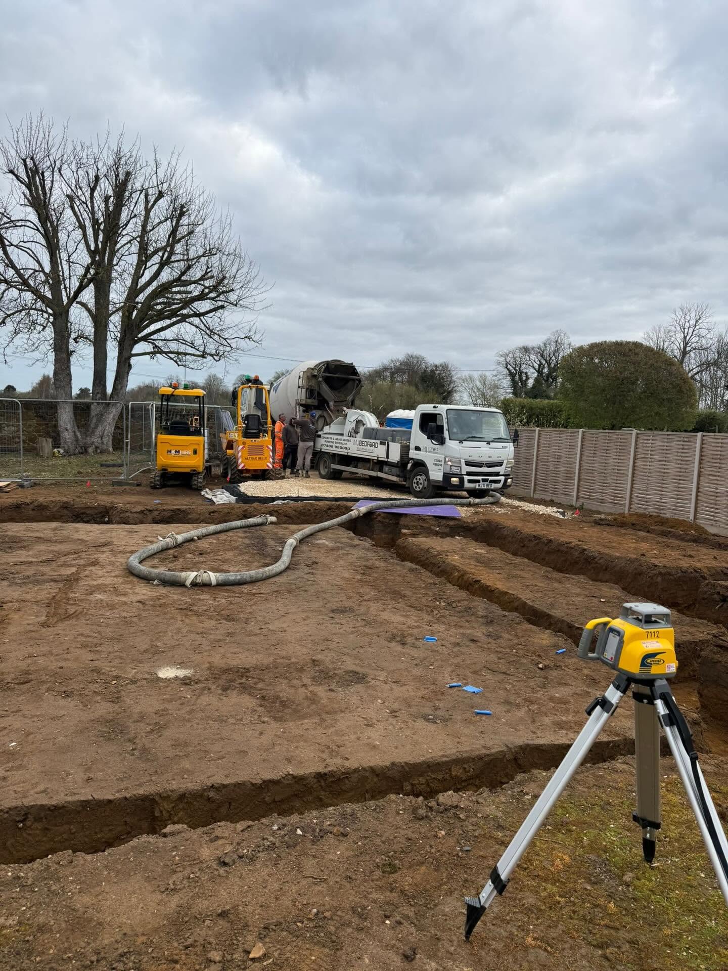 Foundation trenches set out and levelled ready for a concrete pour on an SG Construction site